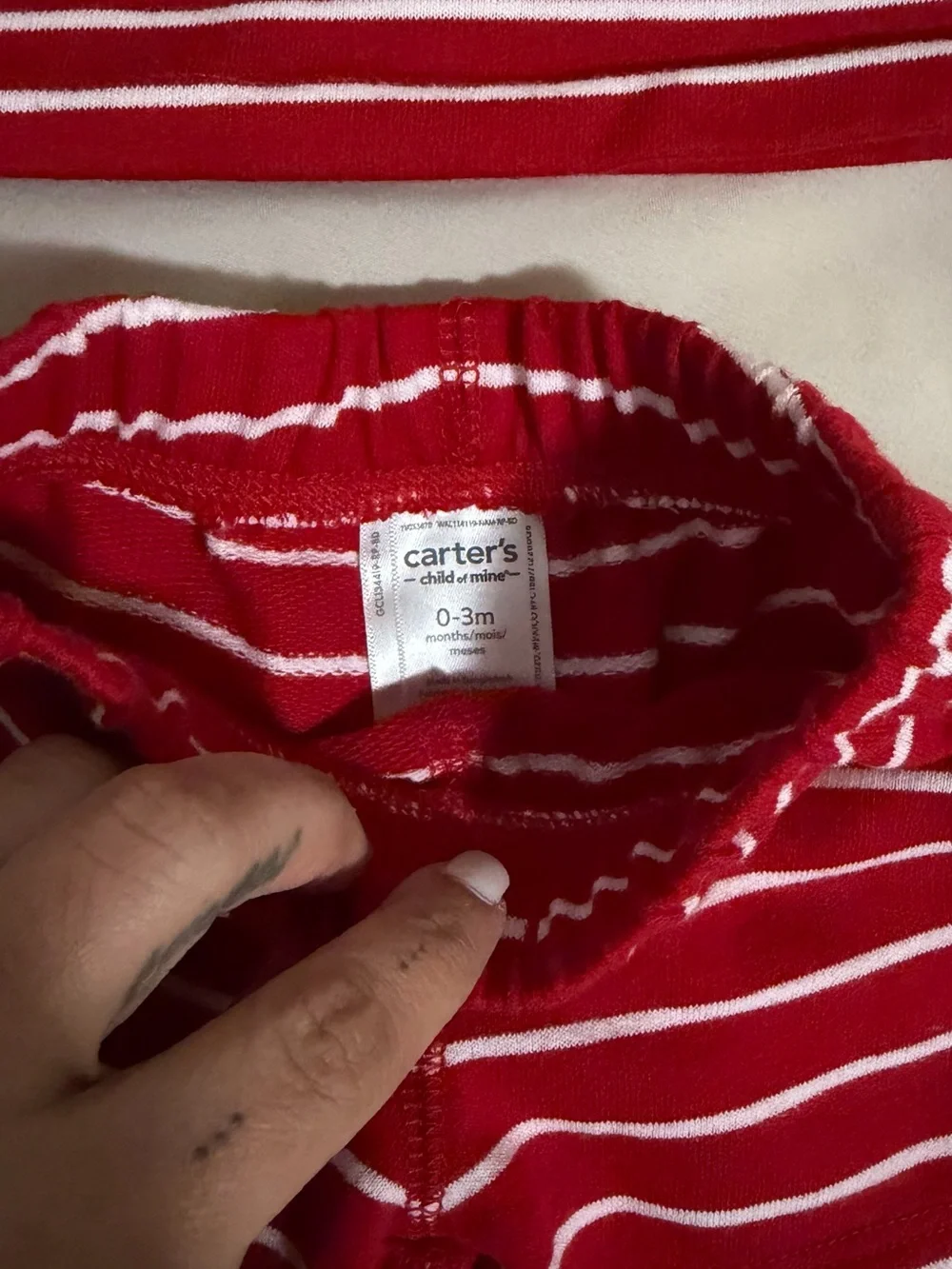 Carter's Red & White Striped Pajama Set with Navy Star Appliques